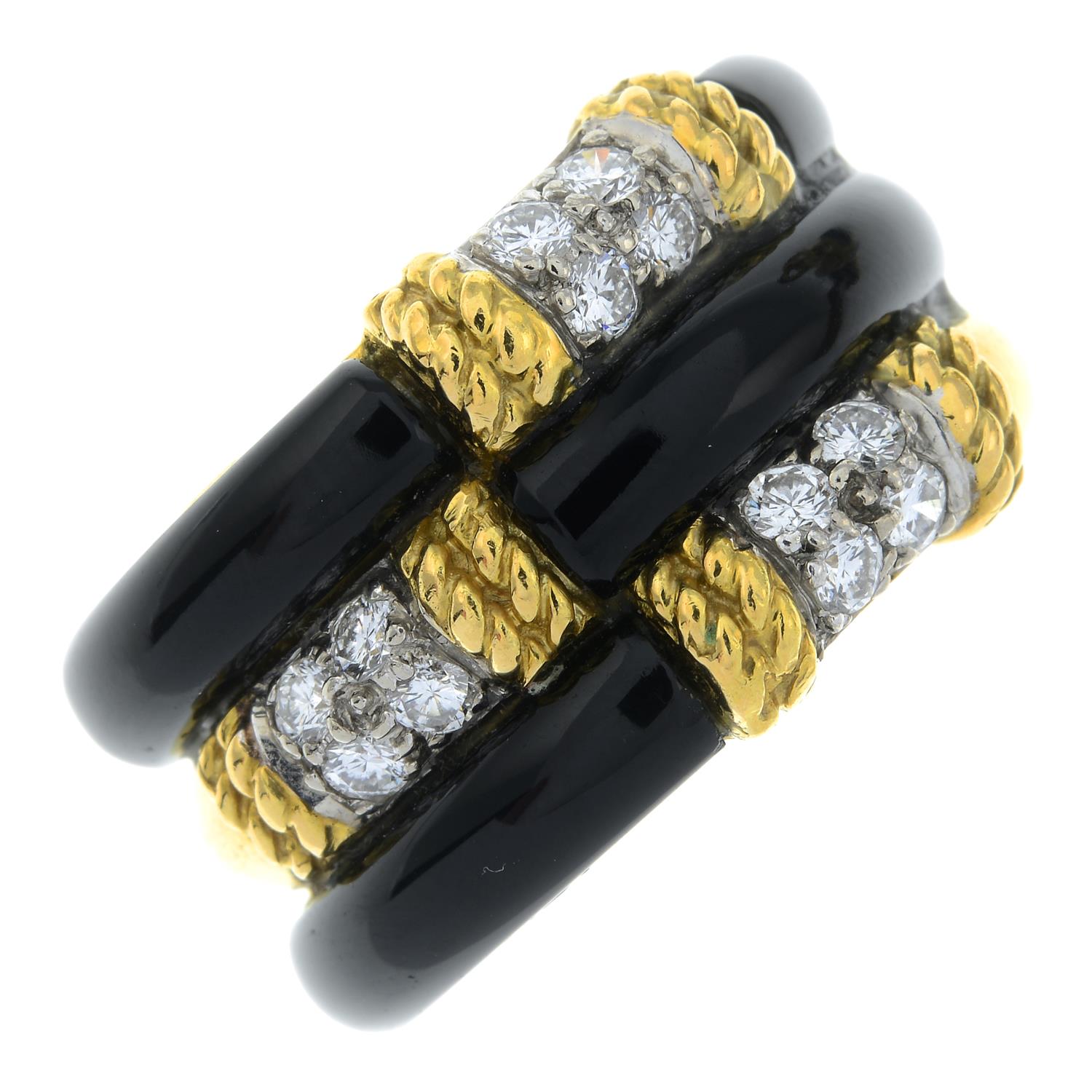 A suite of onyx and diamond jewellery, - Image 2 of 6