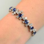 A sapphire and brilliant-cut diamond bracelet.Estimated total diamond weight 4cts,