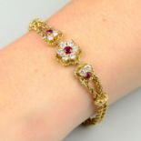 A ruby and diamond floral bracelet, by Piaget.