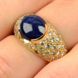 A sapphire dress ring,