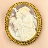 A 19th century 18ct gold shell cameo brooch,