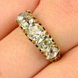 An early 20th century gold old-cut diamond five-stone ring.