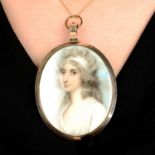 A late 18th to early 19th century portrait miniature of a lady,