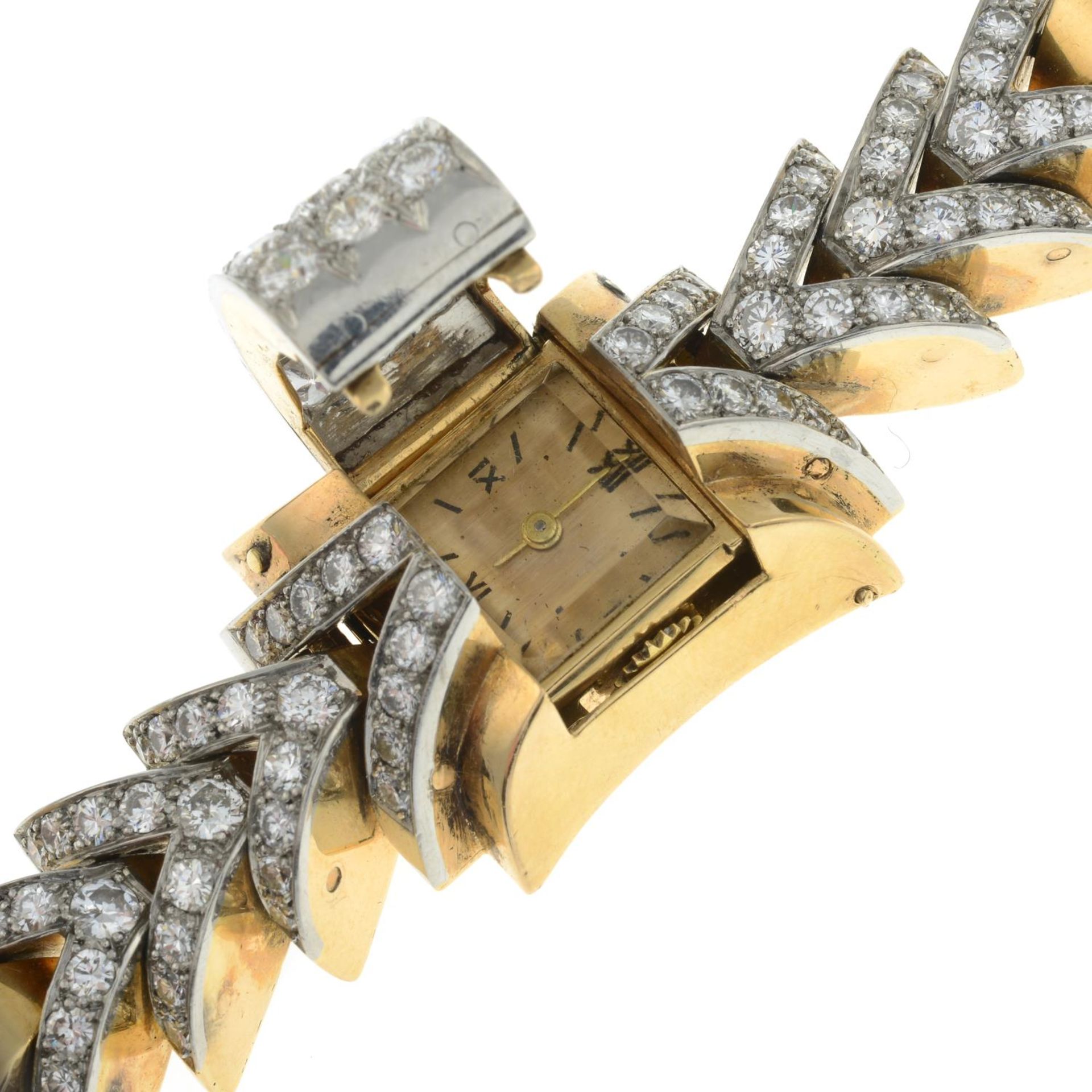 A mid 20th century platinum and 18ct gold brilliant-cut diamond chevron motif cocktail - Bild 6 aus 6