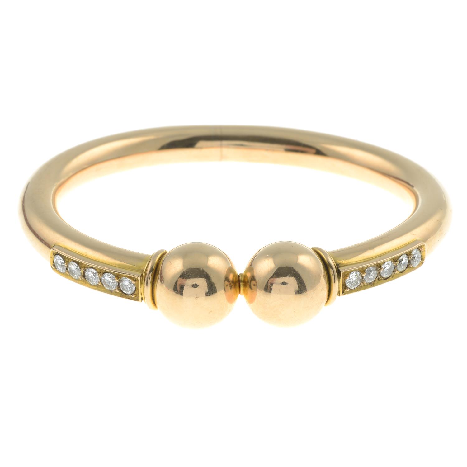 A mid 20th century 15ct gold diamond bangle. - Image 2 of 4