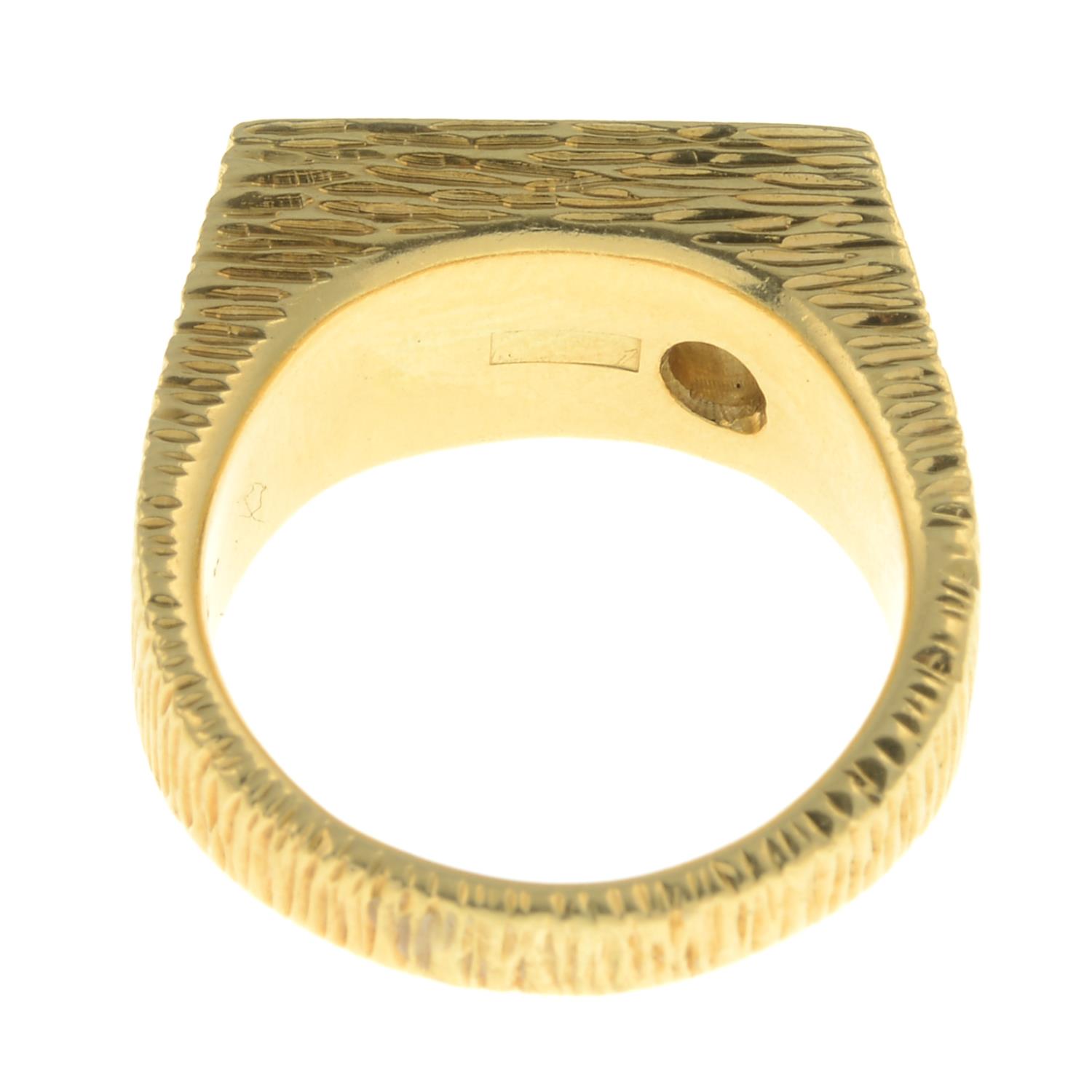 A 1960s 18ct gold brilliant-cut diamond textured signet ring, - Image 5 of 6