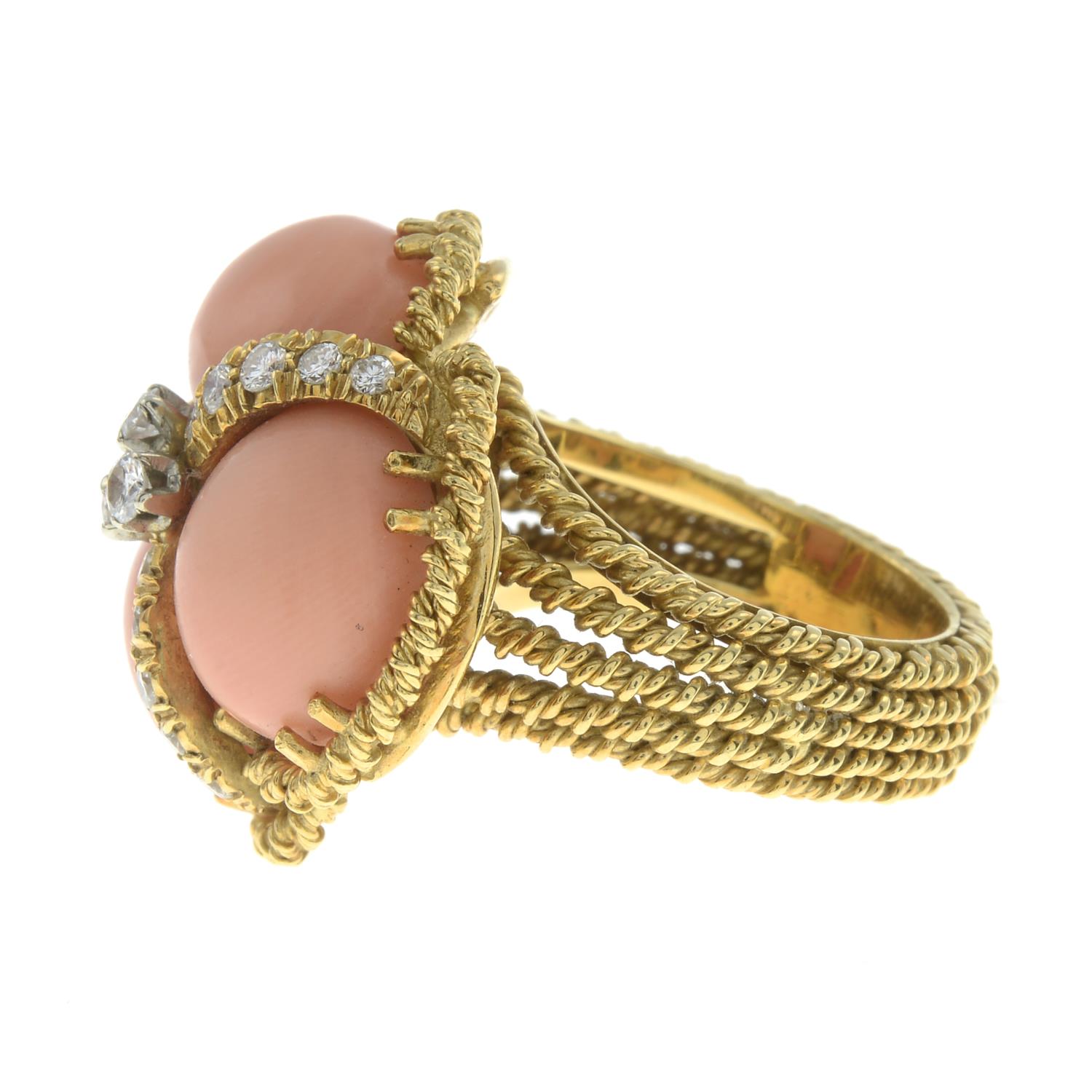 A 1970s coral and diamond dress ring, - Image 6 of 6