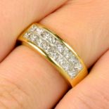 An 18ct gold square-shape diamond dress ring,