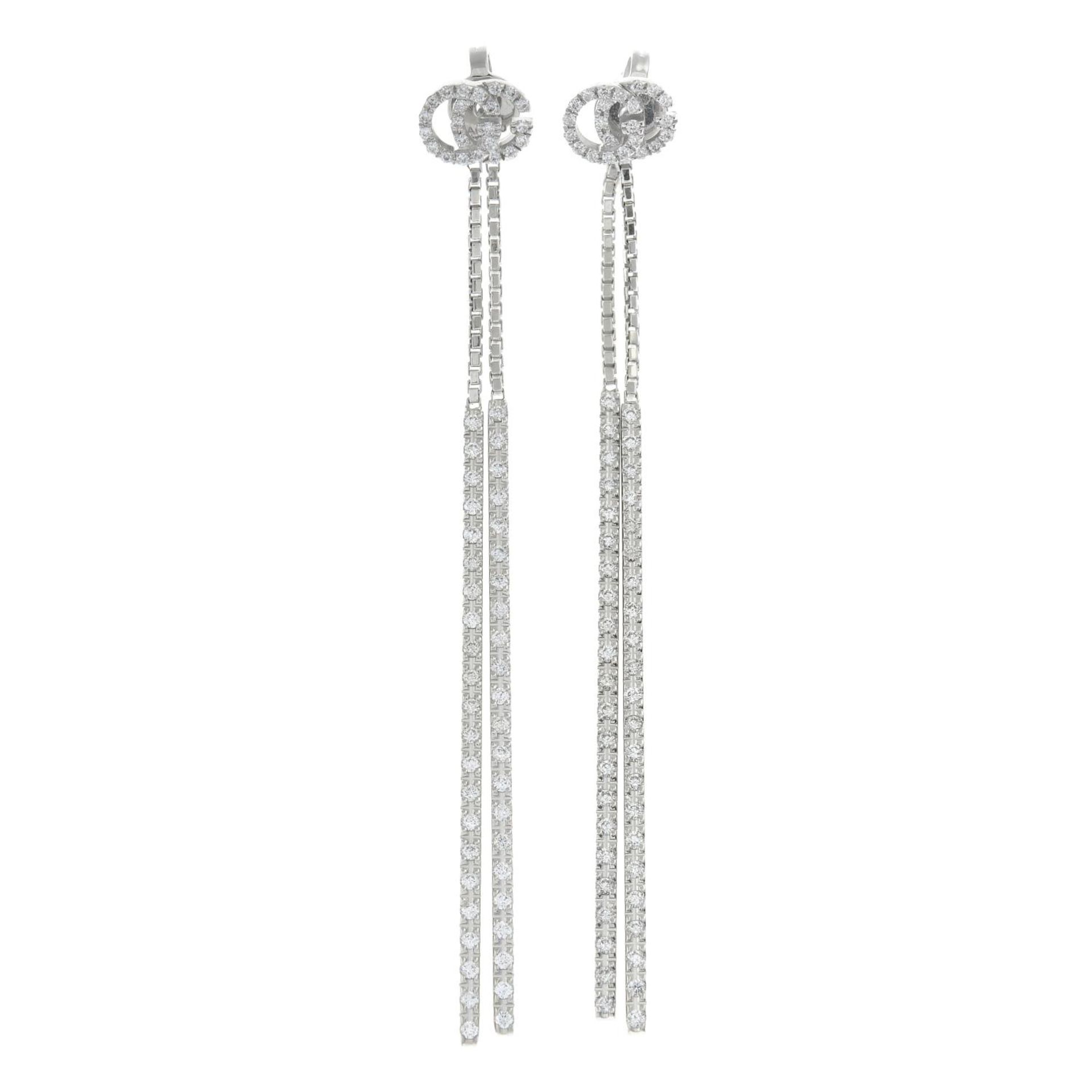 A pair of 18ct gold diamond 'Running G' earrings, by Gucci. - Bild 2 aus 3