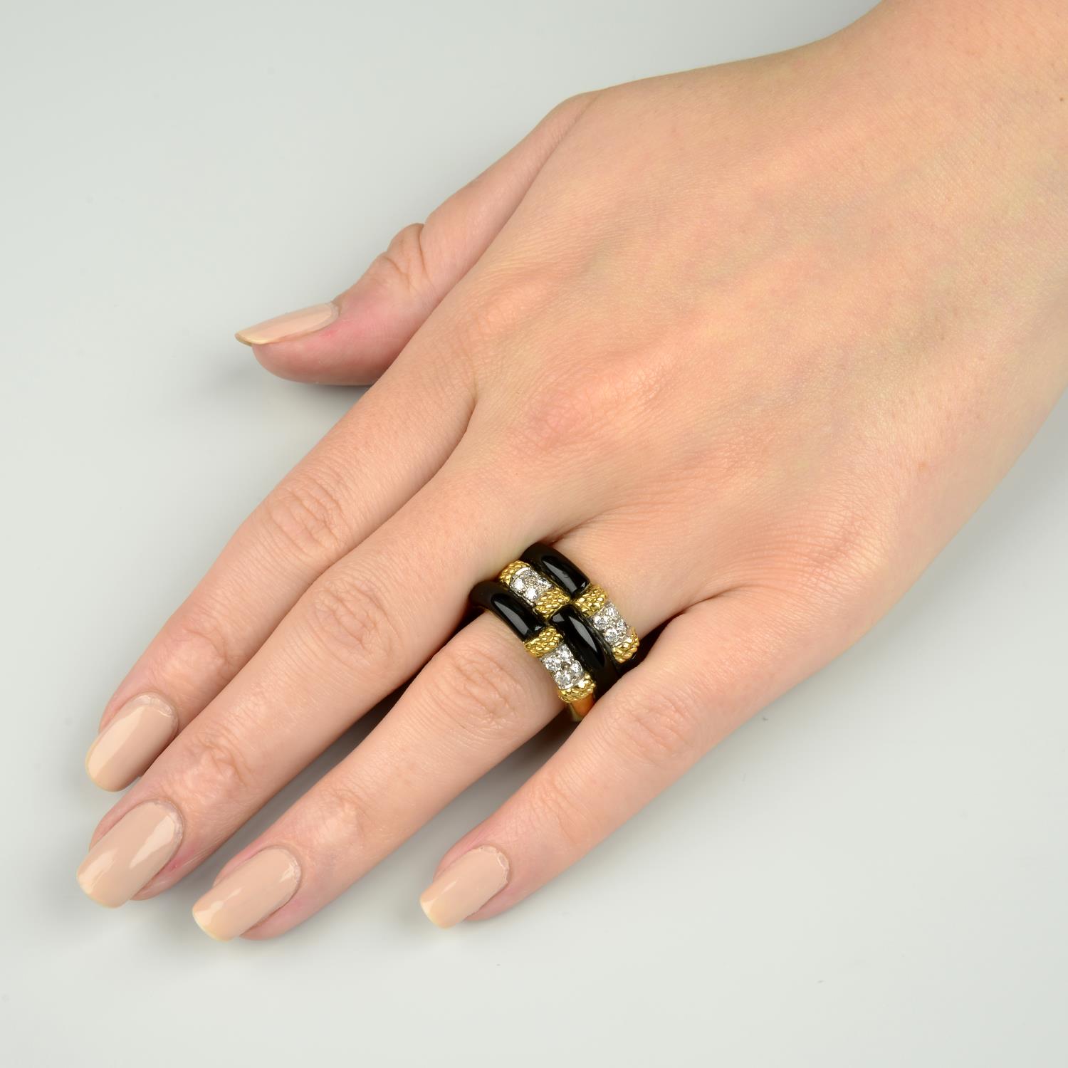 A suite of onyx and diamond jewellery, - Image 4 of 6