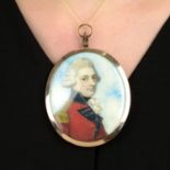 A late 18th to early 19th century gold portrait miniature pendant,