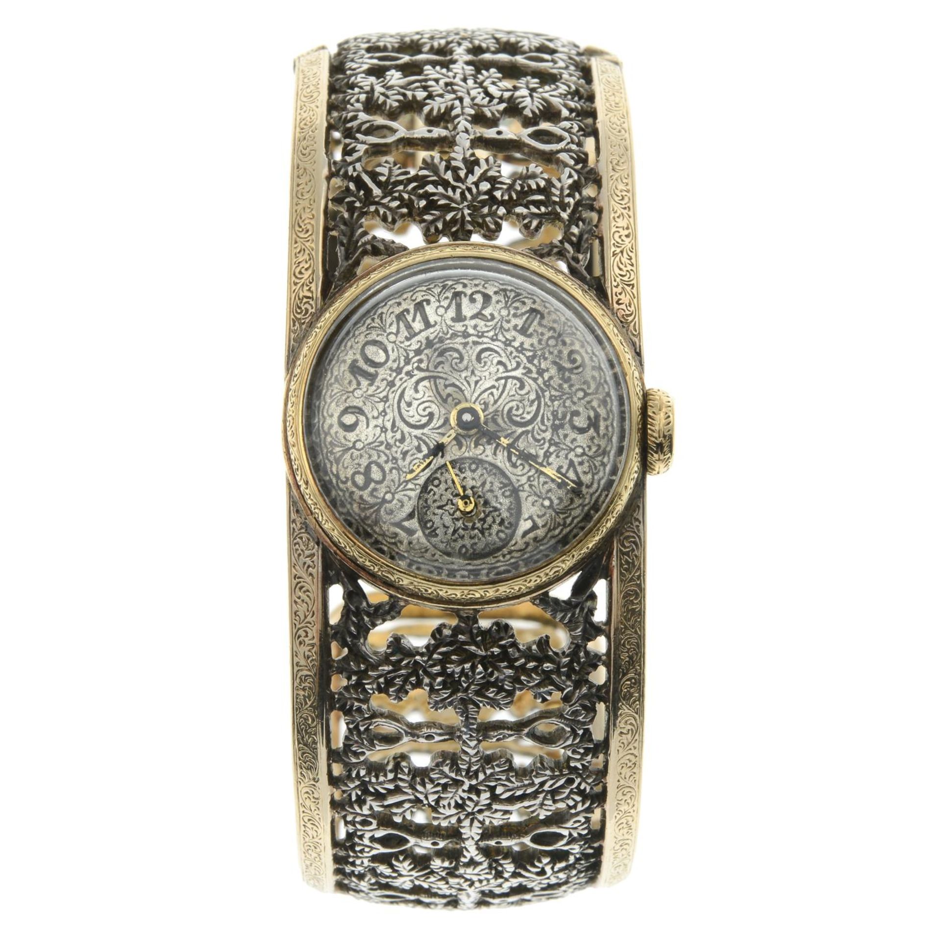 A bi-colour watch cuff bangle, by Buccellatti.Swiss marks to case back. - Bild 2 aus 4