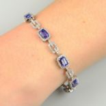 An 18ct gold tanzanite and diamond bracelet.