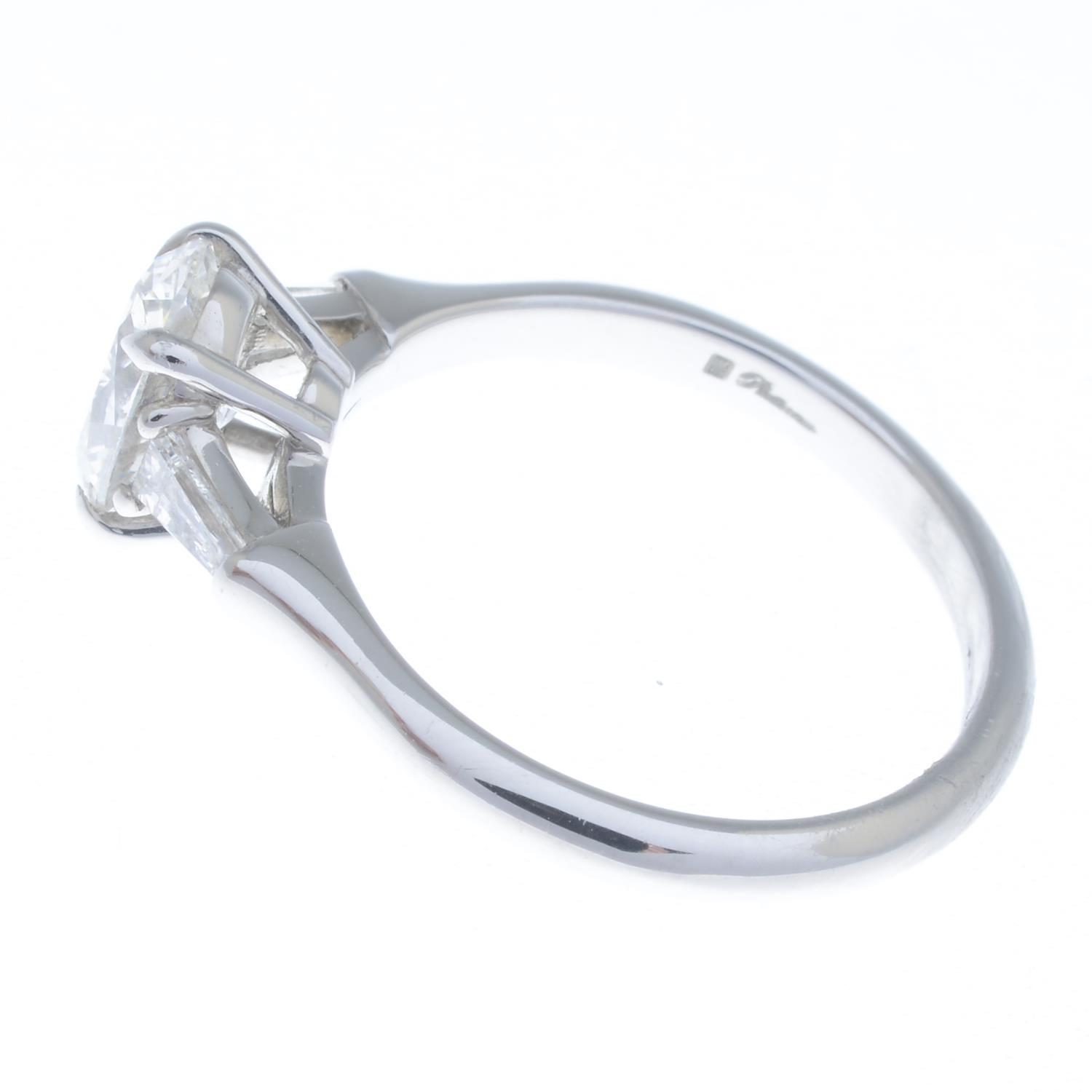A platinum oval-shape diamond single-stone ring, - Image 4 of 5