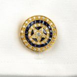 A pair of 18ct gold sapphire and diamond cufflinks.Estimated total diamond weight 2cts,