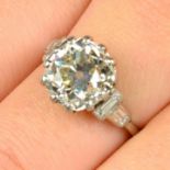 A mid 20th century platinum old-cut diamond single-stone ring,