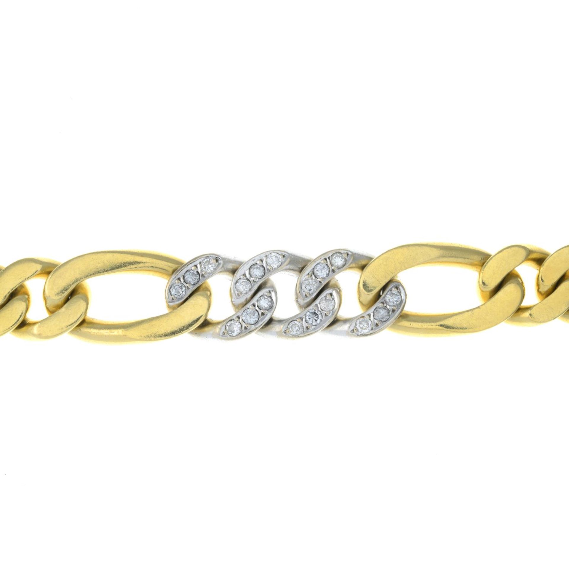 A bi-colour curb-link bracelet, with pavé-set diamond highlights. - Image 2 of 4