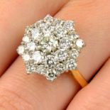 An 18ct gold brilliant-cut diamond cluster ring.Estimated total diamond weight 2cts,