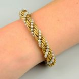 A seed pearl rope-twist bracelet.