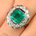 A Colombian emerald and brilliant-cut diamond cluster ring.With report CGL22168,