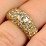 A oval-shape diamond single-stone ring,