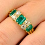 An 18ct gold emerald and old-cut diamond ring.