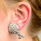 A pair of mid 20th century platinum diamond wheat sheaf earrings.