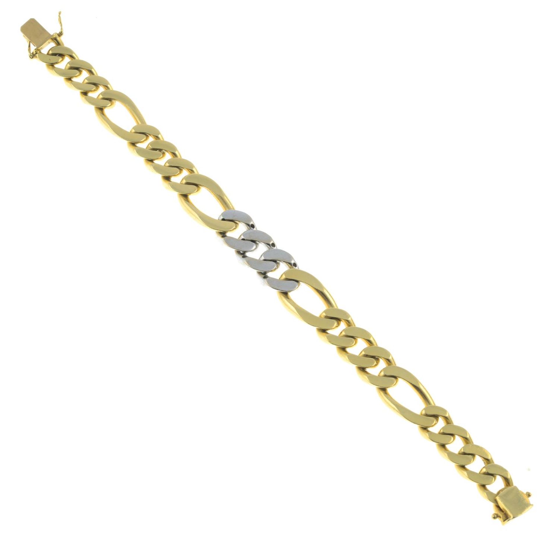 A bi-colour curb-link bracelet, with pavé-set diamond highlights. - Image 4 of 4