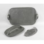 A Tudric pewter tin handled tray,