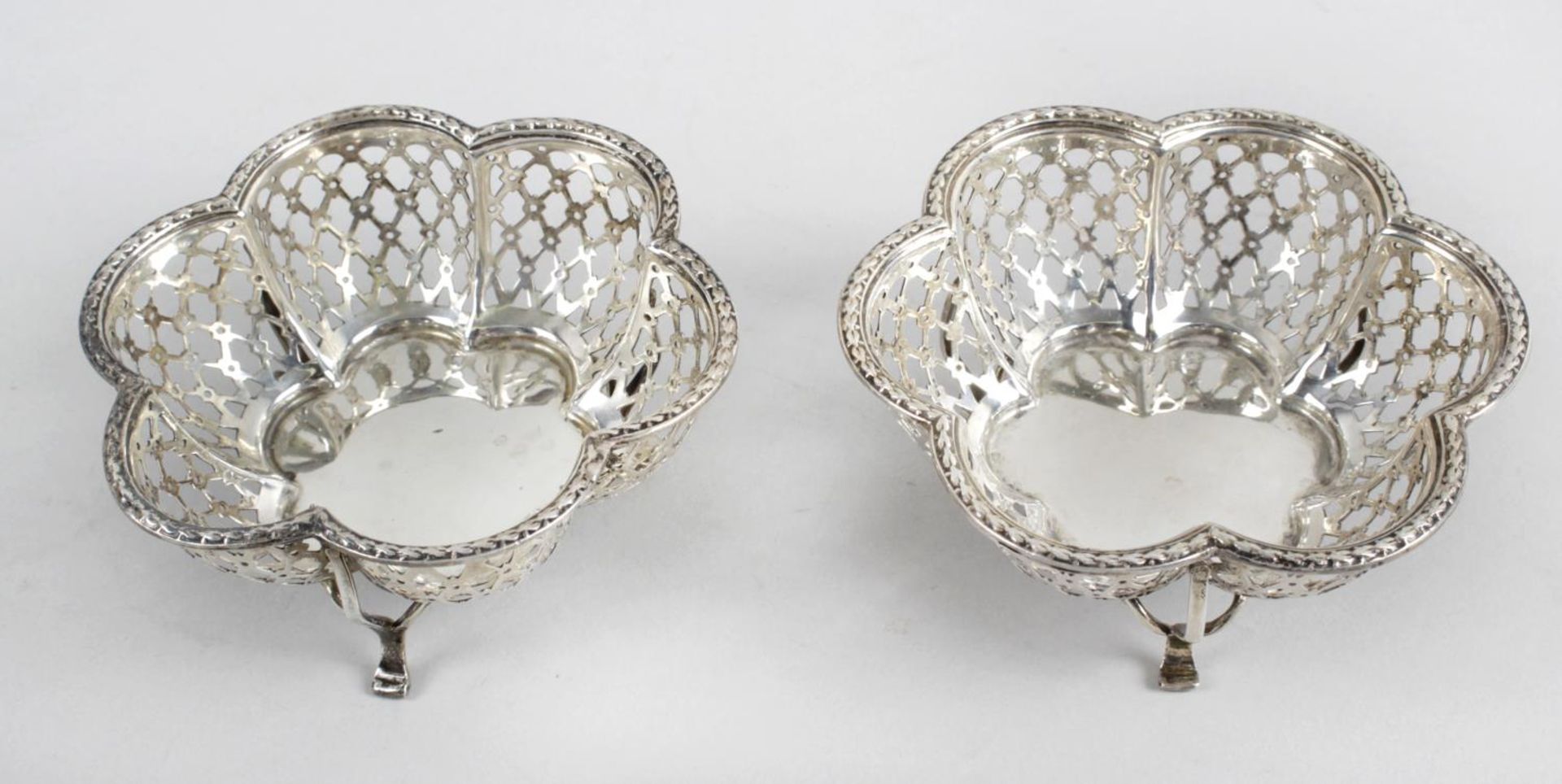 A pair of George V silver bonbon dishes,