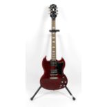 An Epiphone SG six string electric guitar,