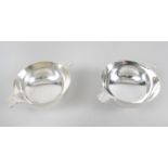 Two cased modern silver quaich bowls,