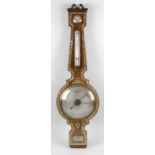 A 19th century rosewood veneered banjo cased wall hanging barometer,