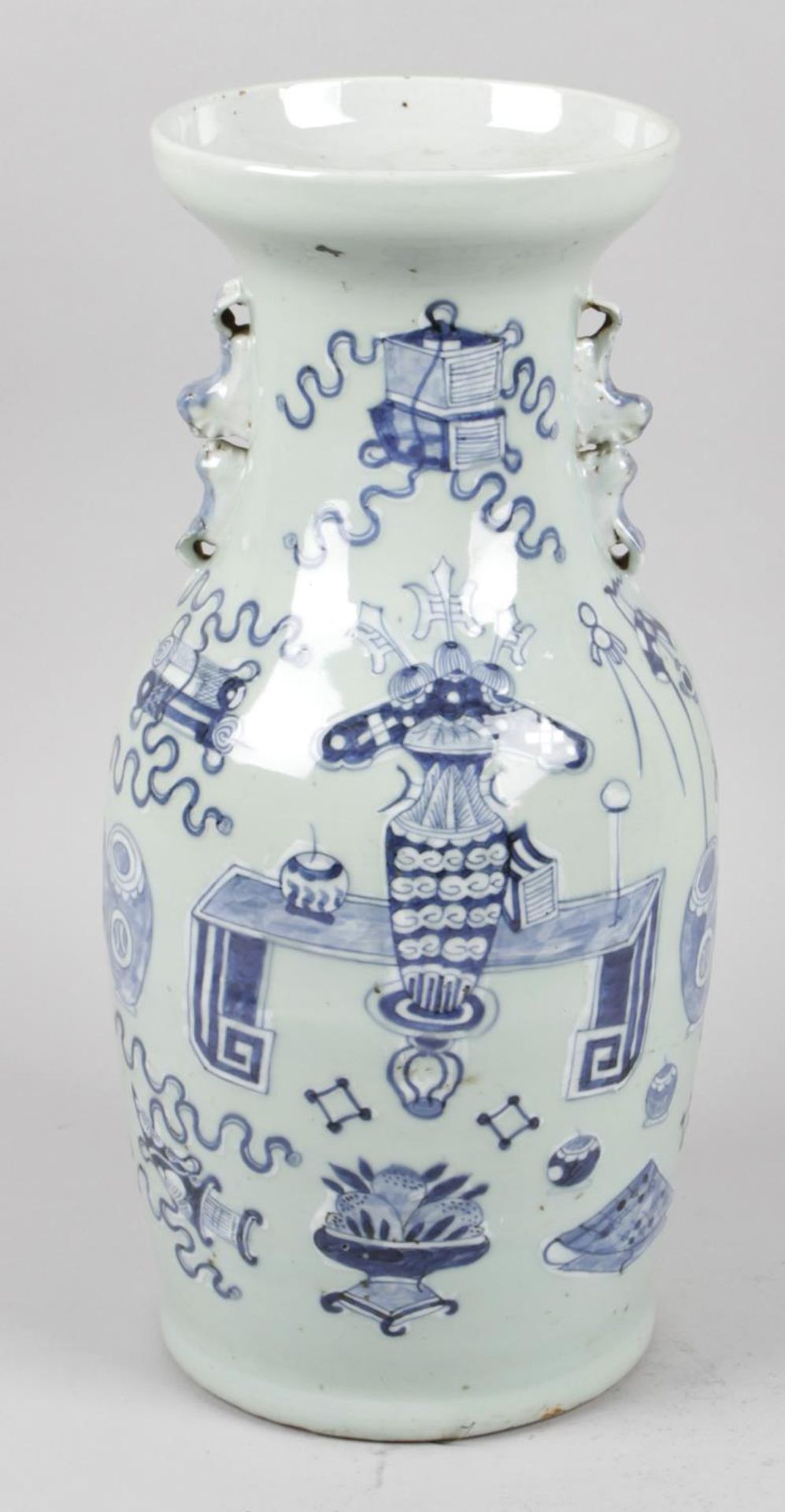 A late 19th century Chinese blue and white vase,