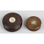 A 19th century turned burr walnut snuff box,