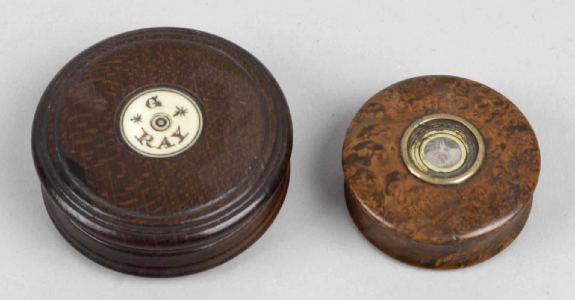 A 19th century turned burr walnut snuff box,