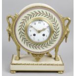 A 19th century painted wooden and gilt bronze cased mantel clock,