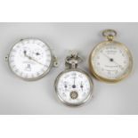 A late 19th century circular cased compensated pocket barometer,