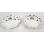 Two cased small modern silver dishes,