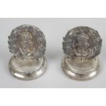 A pair of 1920's silver menu holders,