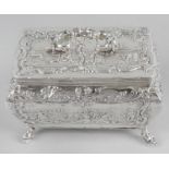 A late 19th century continental silver casket,