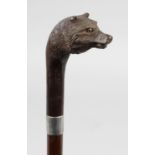 An early 20th century carved Black Forest style walking cane,