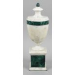 A 19th century Grand Tour marble and malachite pedestal urn,