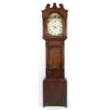 An antique oak and mahogany cased eight day longcase clock,