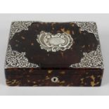 A 19th century tortoiseshell veneered jewellery box,