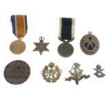 A miscellaneous lot to include a Great War Victory Medal, named to J.