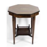 An early 20th century inlaid rosewood veneered octagonal topped occasional table,