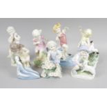Nine Royal Worcester bone china F G Doughty figurines,