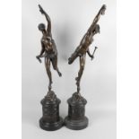 A pair of large 19th century bronze studies of Mercury and Fortuna after Giambologna,