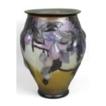 A reproduction Galle Art Nouveau style overlaid and cut glass vase,